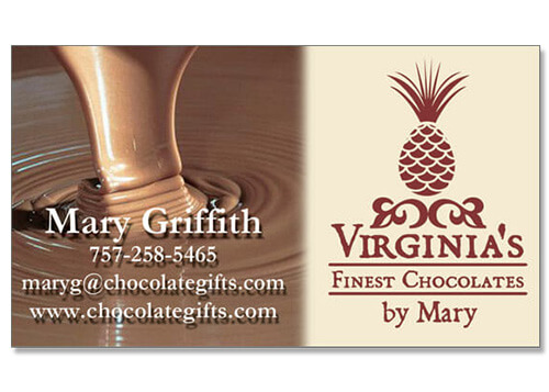 Business Card for Virginia's Finest Chocolates